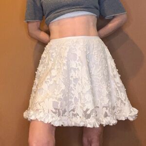 NWT VINTAGE LULY K New York City white lace skirt size small